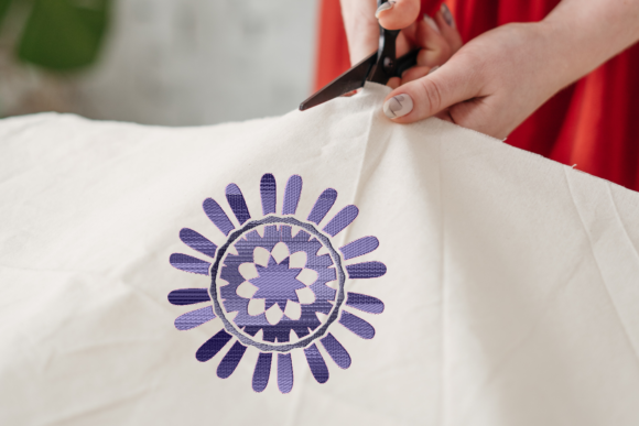 Navy Mandala Embroidery for Boutique Sweatshirt Collections
